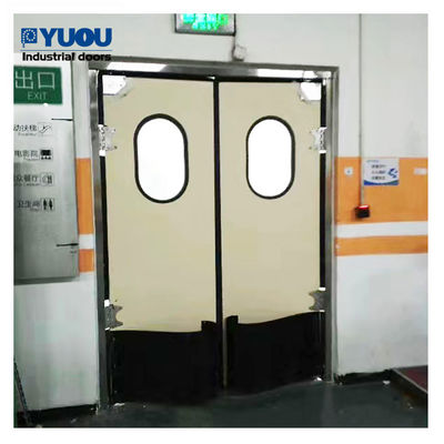 Double Swinging Traffic Door Impact 1.0mm Stainless Steel 20mm Thick PMMA Window