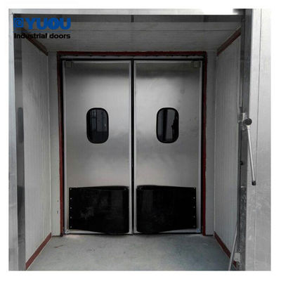 Double Swinging Traffic Door Impact 1.0mm Stainless Steel 20mm Thick PMMA Window
