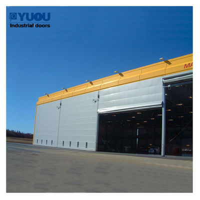 Double PVC Fabric Stacking Hangar Doors Steel 42m Width 17m Height IP64 For Airplane